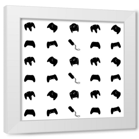 Gamer Pattern White Modern Wood Framed Art Print by Villa, Mlli
