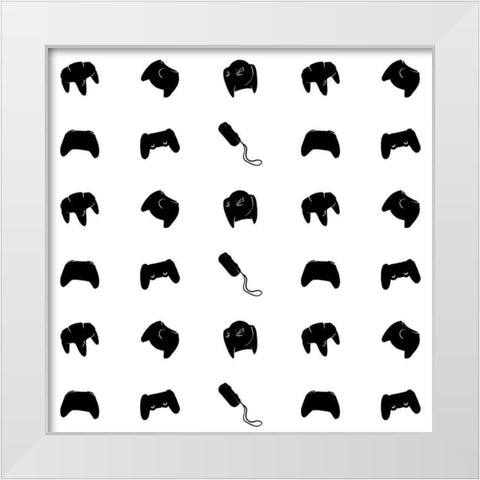 Gamer Pattern White Modern Wood Framed Art Print by Villa, Mlli