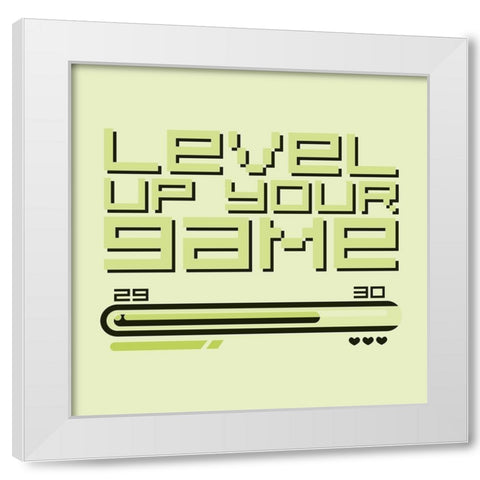 Level Up Retro White Modern Wood Framed Art Print by Villa, Mlli
