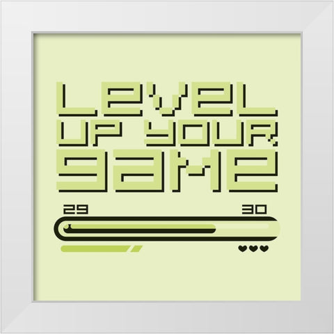 Level Up Retro White Modern Wood Framed Art Print by Villa, Mlli