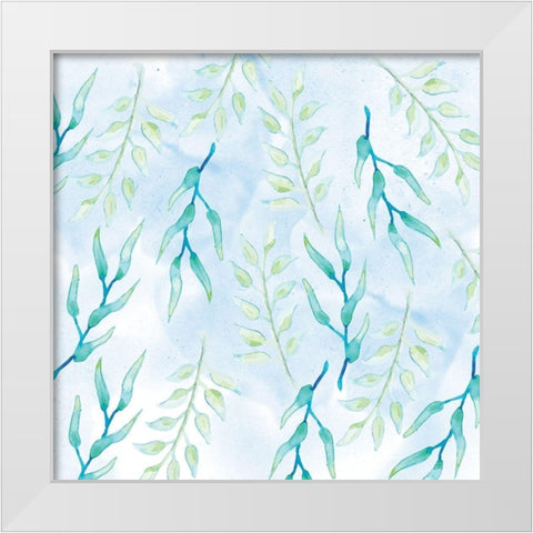Blue Floral Pattern 1 White Modern Wood Framed Art Print by Fraser, Orane