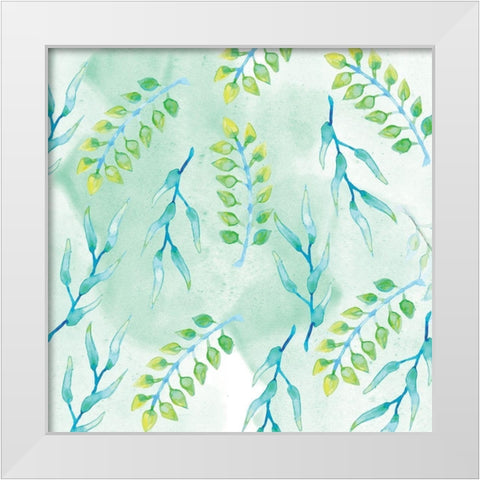 Blue Floral Pattern 2 White Modern Wood Framed Art Print by Fraser, Orane