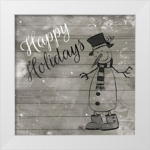 ChristmAs Black And White White Modern Wood Framed Art Print by Fraser, Orane