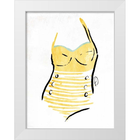 Vintage Swimsuit Pastel 1 White Modern Wood Framed Art Print by OnRei