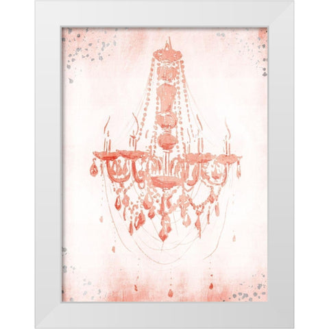 Blush Silver Chandelier White Modern Wood Framed Art Print by OnRei