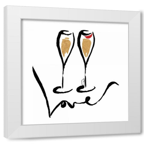 Love Champagne White Modern Wood Framed Art Print by OnRei