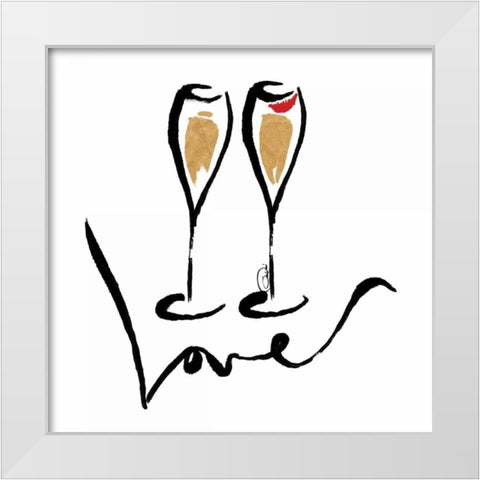 Love Champagne White Modern Wood Framed Art Print by OnRei