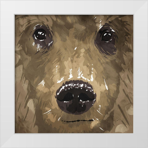 Bear Eyes White Modern Wood Framed Art Print by OnRei