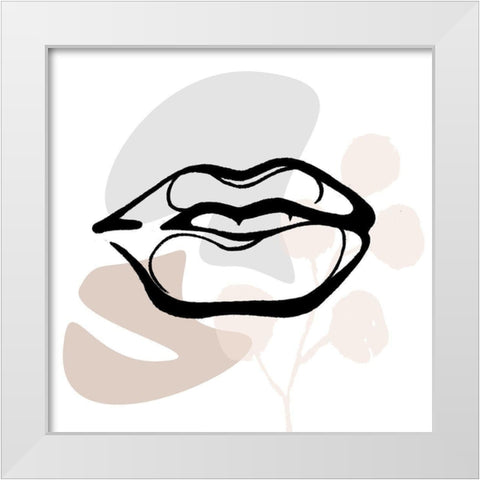 Scribble Lips With Colors Mate White Modern Wood Framed Art Print by OnRei