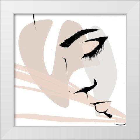 Abstract Face Down White Modern Wood Framed Art Print by OnRei