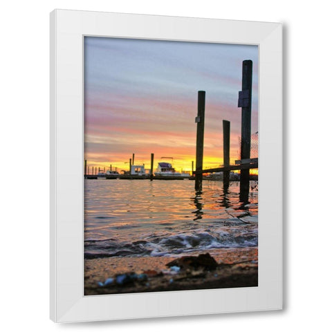 Sunset Harbour White Modern Wood Framed Art Print by Orlando