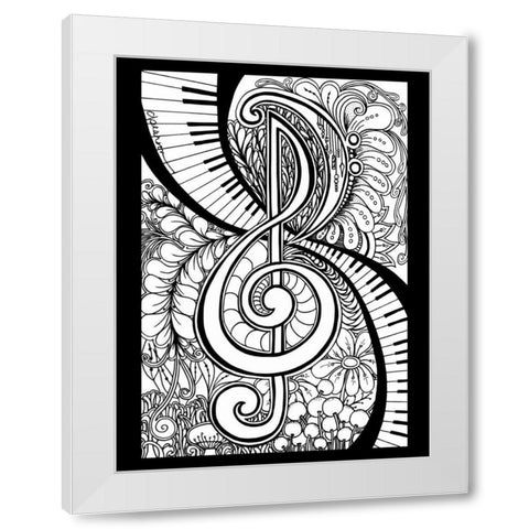 Treble Clef Garden White Modern Wood Framed Art Print by Pearson, Debbie
