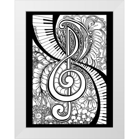 Treble Clef Garden White Modern Wood Framed Art Print by Pearson, Debbie