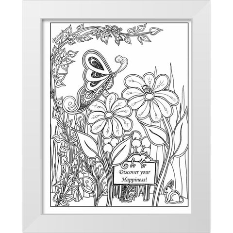 Discover Your Happiness White Modern Wood Framed Art Print by Pearson, Debbie