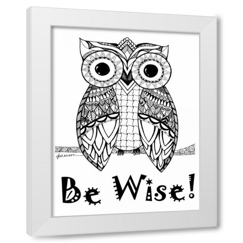 Be Wise Owl White Modern Wood Framed Art Print by Pearson, Debbie