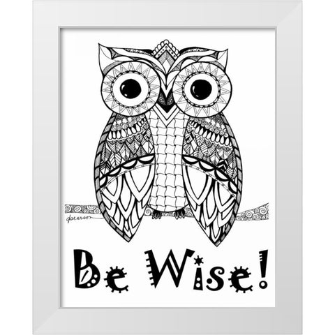 Be Wise Owl White Modern Wood Framed Art Print by Pearson, Debbie