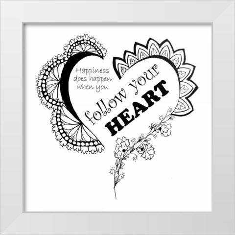 Follow Your Heart White Modern Wood Framed Art Print by Pearson, Debbie
