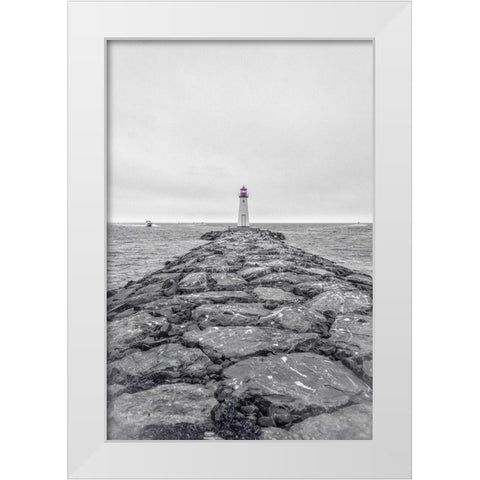Patchogue Lighthouse White Modern Wood Framed Art Print by DeLuca, Pat