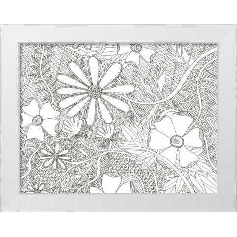 Wild Daisys Less White Modern Wood Framed Art Print by Varacek, Pam