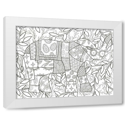Buddha Elephant Floral White Modern Wood Framed Art Print by Varacek, Pam