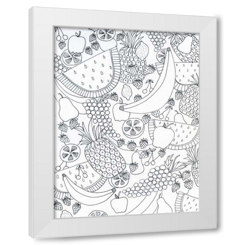 String Fruit White Modern Wood Framed Art Print by Varacek, Pam