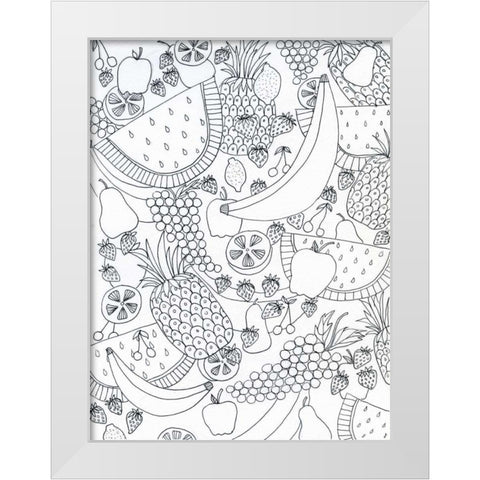 String Fruit White Modern Wood Framed Art Print by Varacek, Pam