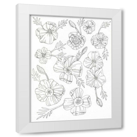 Floral Flow White Modern Wood Framed Art Print by Varacek, Pam