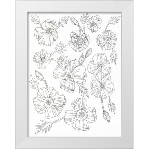 Floral Flow White Modern Wood Framed Art Print by Varacek, Pam