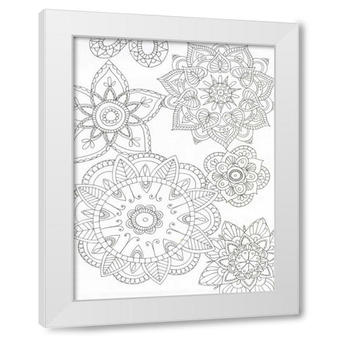 Floral Mandala White Modern Wood Framed Art Print by Varacek, Pam