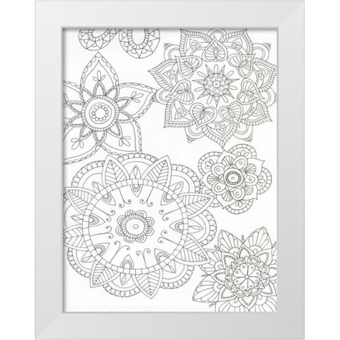 Floral Mandala White Modern Wood Framed Art Print by Varacek, Pam