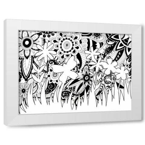 Mozaic Silhouette White Modern Wood Framed Art Print by Varacek, Pam