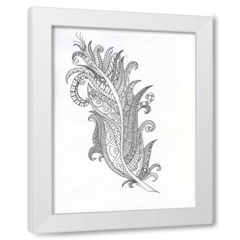 Structured Feather White Modern Wood Framed Art Print by Varacek, Pam