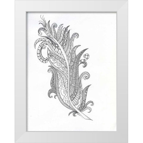 Structured Feather White Modern Wood Framed Art Print by Varacek, Pam