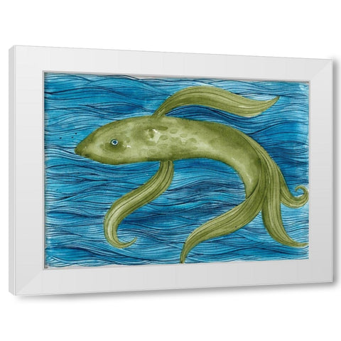 Aquatic Dance White Modern Wood Framed Art Print by Varacek, Pam