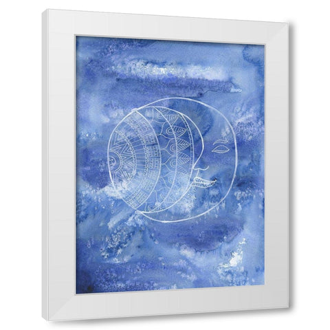 Hugged By The Moon White Modern Wood Framed Art Print by Varacek, Pam