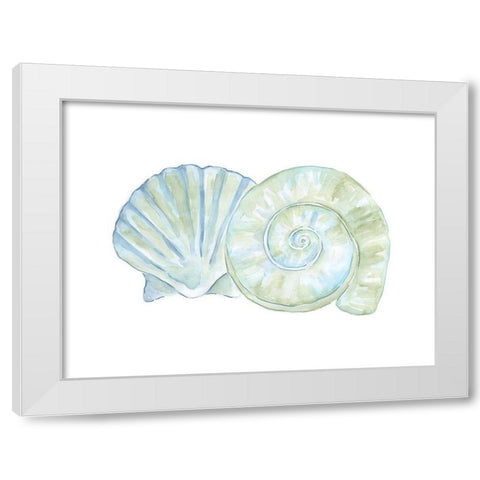 Hugging Shells White Modern Wood Framed Art Print by Varacek, Pam
