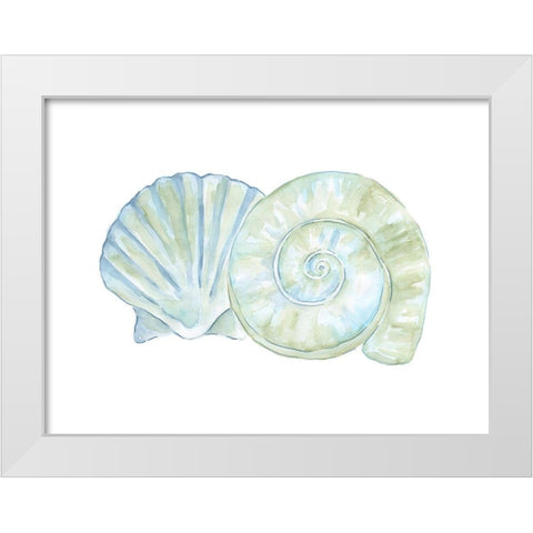 Hugging Shells White Modern Wood Framed Art Print by Varacek, Pam