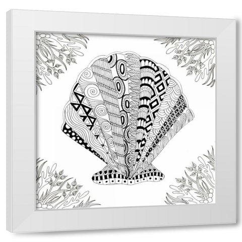 Scallop Boardered White Modern Wood Framed Art Print by Varacek, Pam