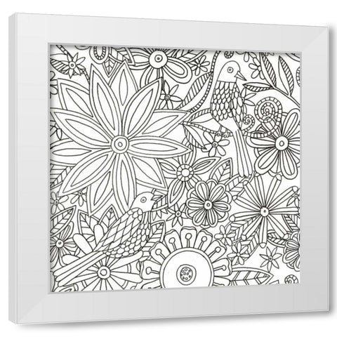 Floral Birds White Modern Wood Framed Art Print by Varacek, Pam