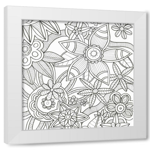 Intricate Flowers White Modern Wood Framed Art Print by Varacek, Pam