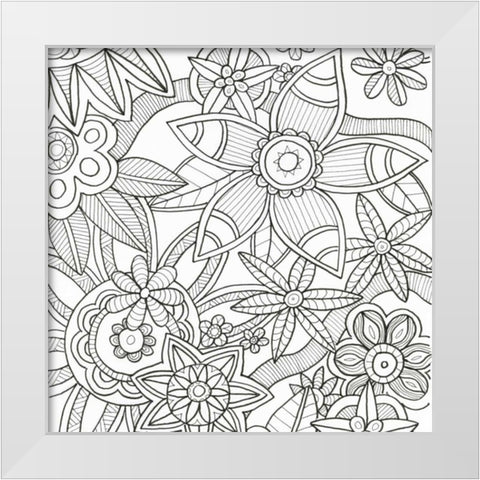 Intricate Flowers White Modern Wood Framed Art Print by Varacek, Pam