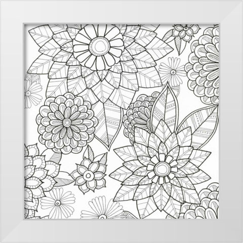 Intricate Flowers 2 White Modern Wood Framed Art Print by Varacek, Pam