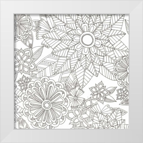 Floral Garden White Modern Wood Framed Art Print by Varacek, Pam
