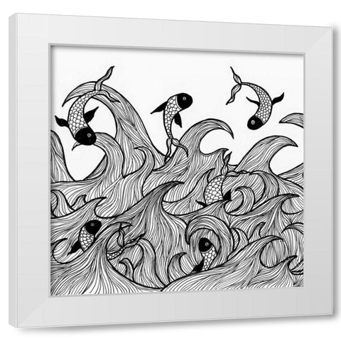 Wild Waters White Modern Wood Framed Art Print by Varacek, Pam