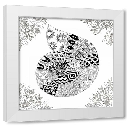 BW Nautilus Boardered White Modern Wood Framed Art Print by Varacek, Pam