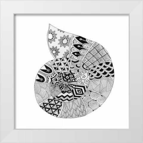 BW Decorated Nautilus White Modern Wood Framed Art Print by Varacek, Pam