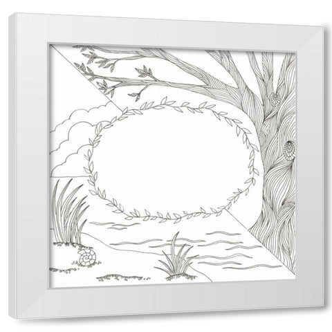 In The Begining White Modern Wood Framed Art Print by Varacek, Pam