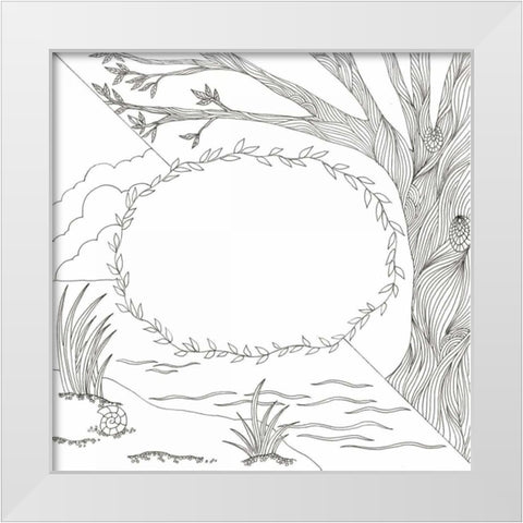 In The Begining White Modern Wood Framed Art Print by Varacek, Pam