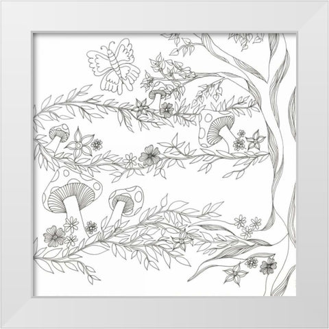 Mushroom Trees White Modern Wood Framed Art Print by Varacek, Pam