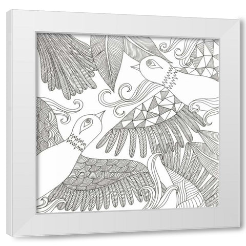 Love Birds White Modern Wood Framed Art Print by Varacek, Pam